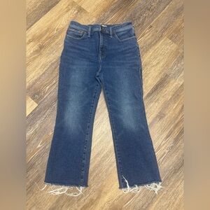 Madewell Cali Demi-Boot Jeans Smithley Wash Sz 28p Denim Raw Hem Crop